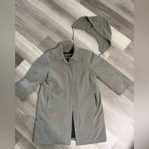 Fleet Street Long Trench Coat With Removable Hood. Size Large.